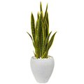 Nearly Naturals 33 in. Sansevieria Artificial Plant in White Planter 9430
